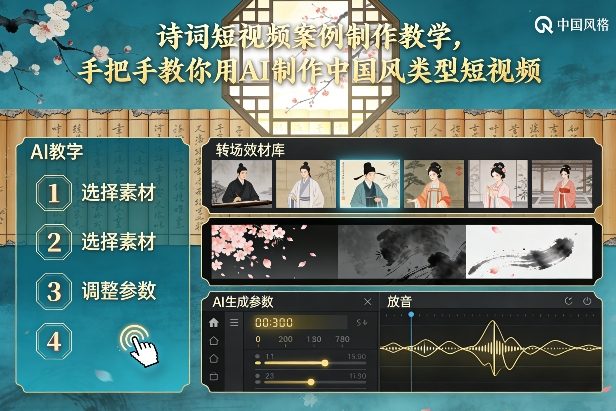 古诗词短视频案例制作教学，手把手教你用AI制作中国风类型短视频-来聚吧