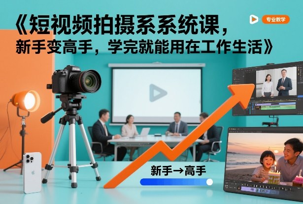 短视频拍摄系统课，新手变高手，学完就能用在工作生活-来聚吧