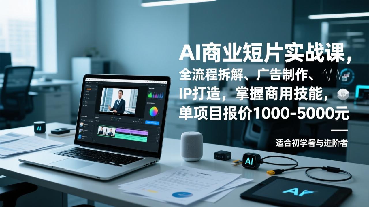 AI商业短片实战课，全流程拆解、广告制作、IP打造，掌握商用技能，单项目报价1000-5000元-来聚吧