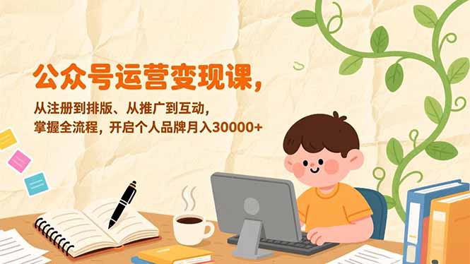 公众号运营变现课,从注册到排版、从推广到互动,掌握全流程,开启个人品牌月入30000+-来聚吧