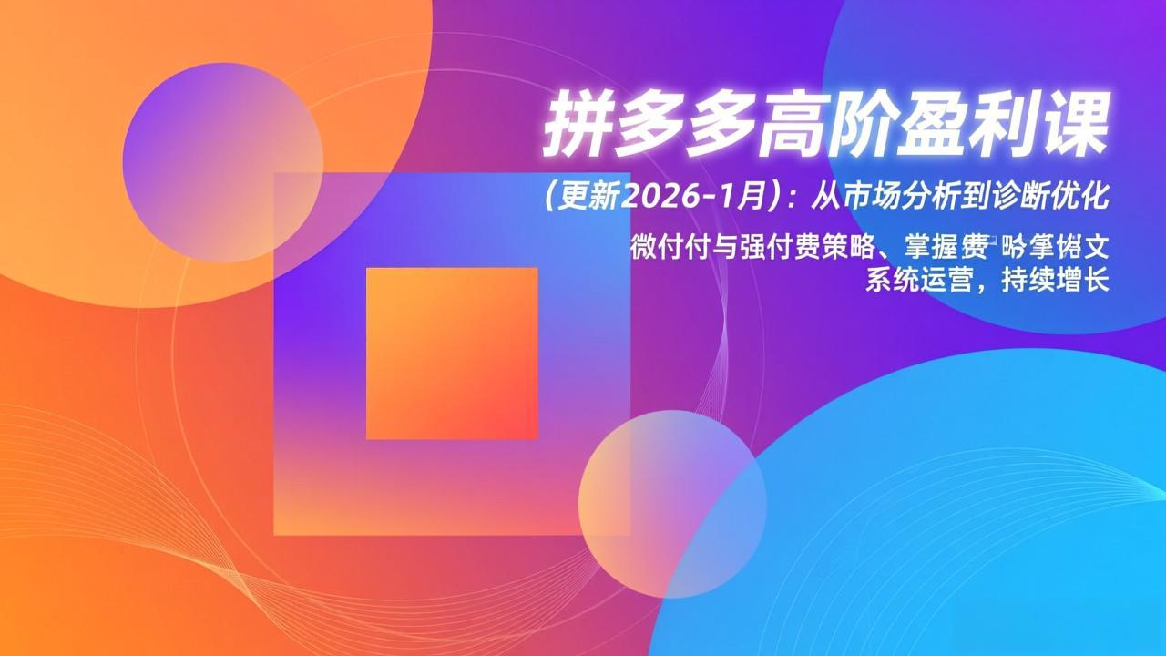 拼多多高阶盈利课(更新2026-1月-来聚吧