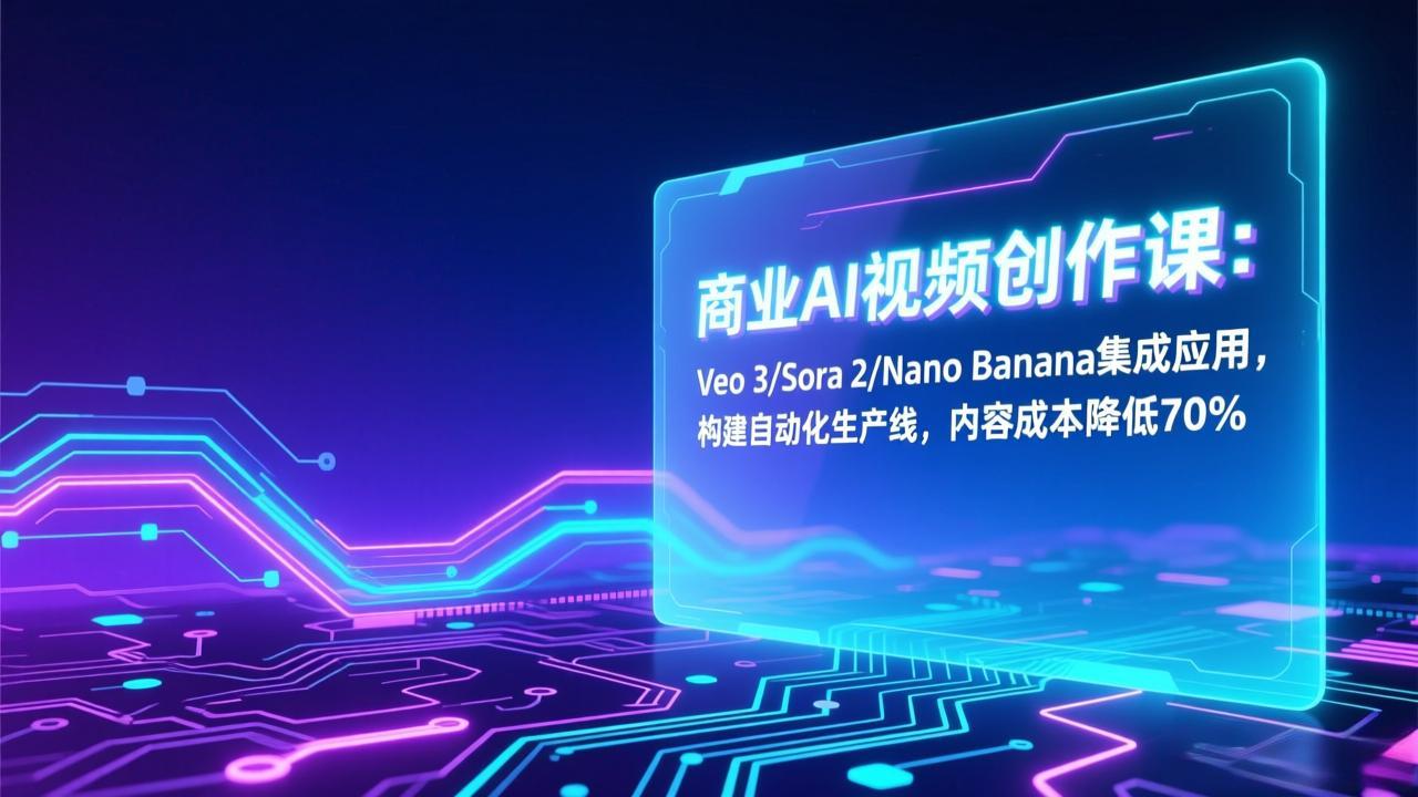 商业AI视频创作课：Veo 3/Sora 2/Nano Banana集成应用，构建自动化生产线，内容成本降低70%-来聚吧