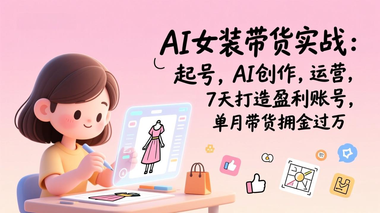 AI女装带货实战:起号,AI创作,运营,7天打造盈利账号,单月带货佣金过万-来聚吧