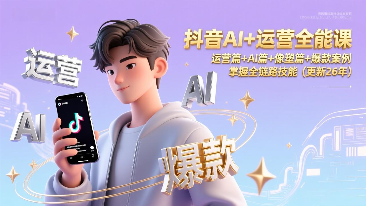 抖音AI+运营全能课,运营篇+AI篇+像塑篇+爆款案例,掌握全链路技能(更新26年-来聚吧