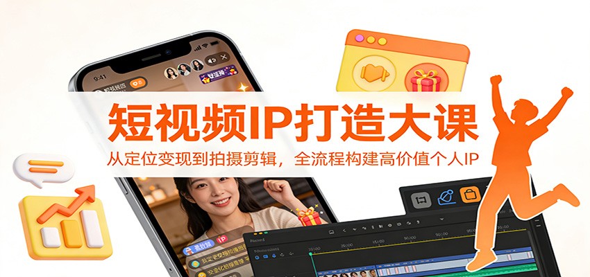 短视频IP打造大课:从定位变现到拍摄剪辑,全流程构建高价值个人IP-来聚吧