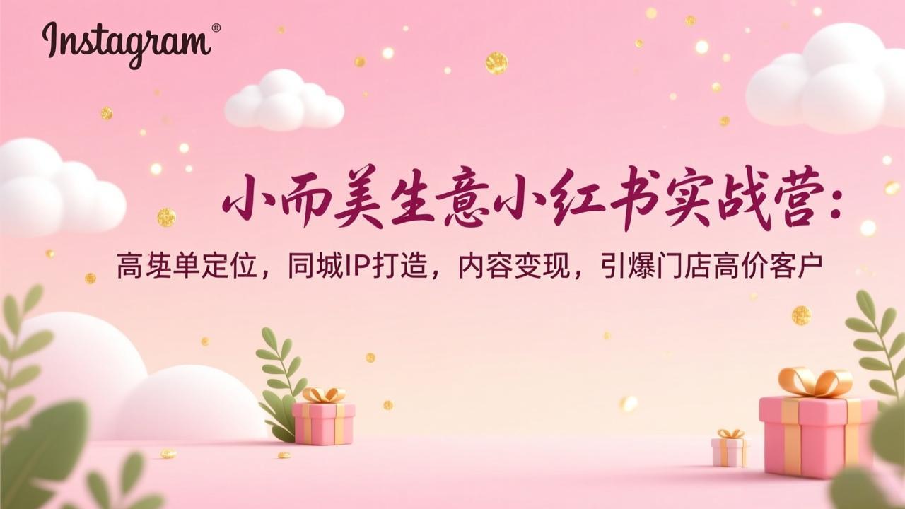 小而美生意小红书实战营:高客单定位,同城IP打造,内容变现,引爆门店高价客户-来聚吧