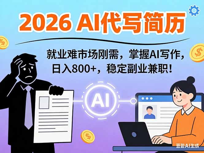 AI代写简历,超暴利,用万能模板月入1-3万实战教程,2026年市场刚需!-来聚吧