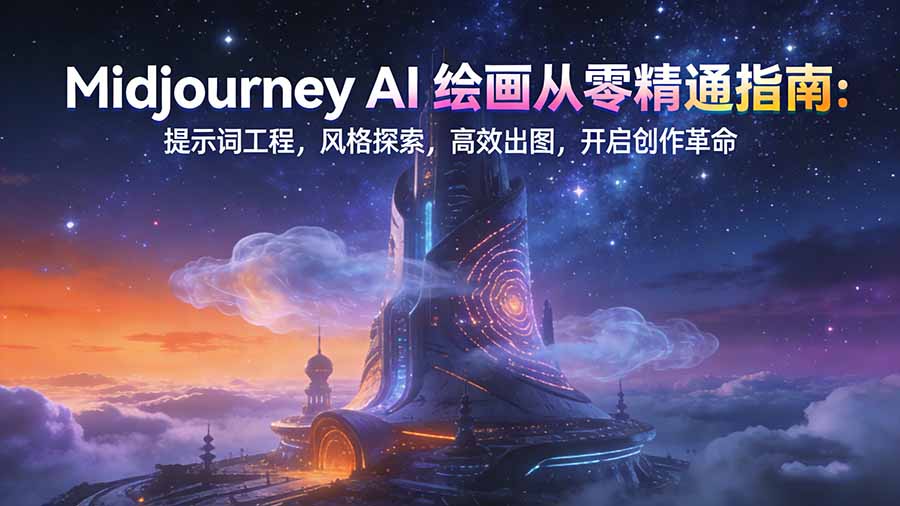 Midjourney AI绘画从零精通指南:提示词工程,风格探索,高效出图,开启创作革命-来聚吧