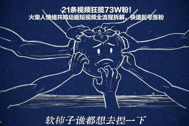 21条视频狂揽73W粉!火柴人情绪共鸣动画短视频全流程拆解,快速起号涨粉-来聚吧