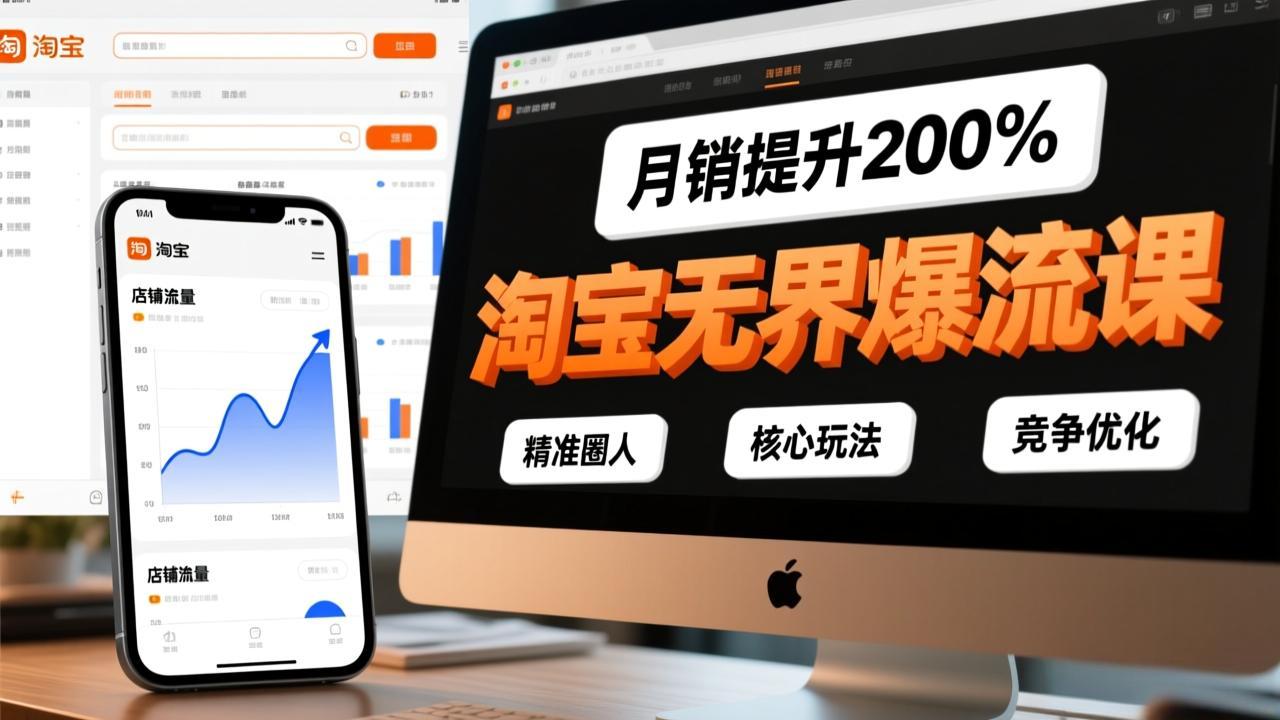 淘宝无界爆流课，精准圈人、核心玩法、竞争优化，快速引爆店铺流量，月销提升200%-来聚吧