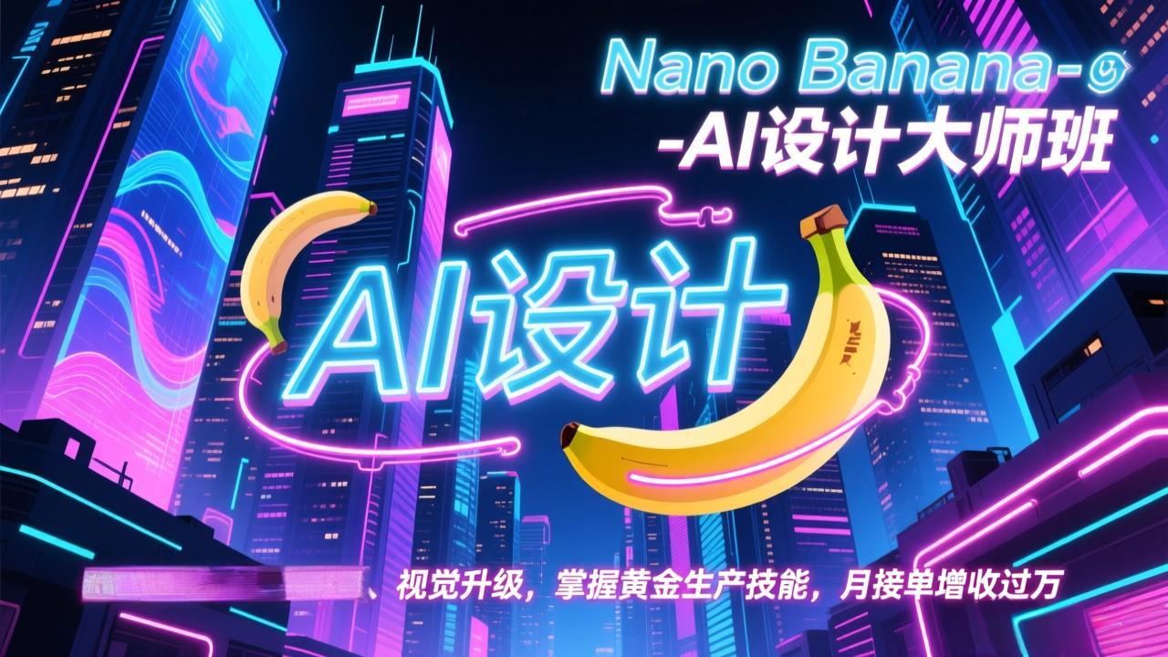 Nano Banana-AI设计大师班，修图合成、广告创作、视觉升级，掌握黄金生产技能，月接单增收过万-来聚吧