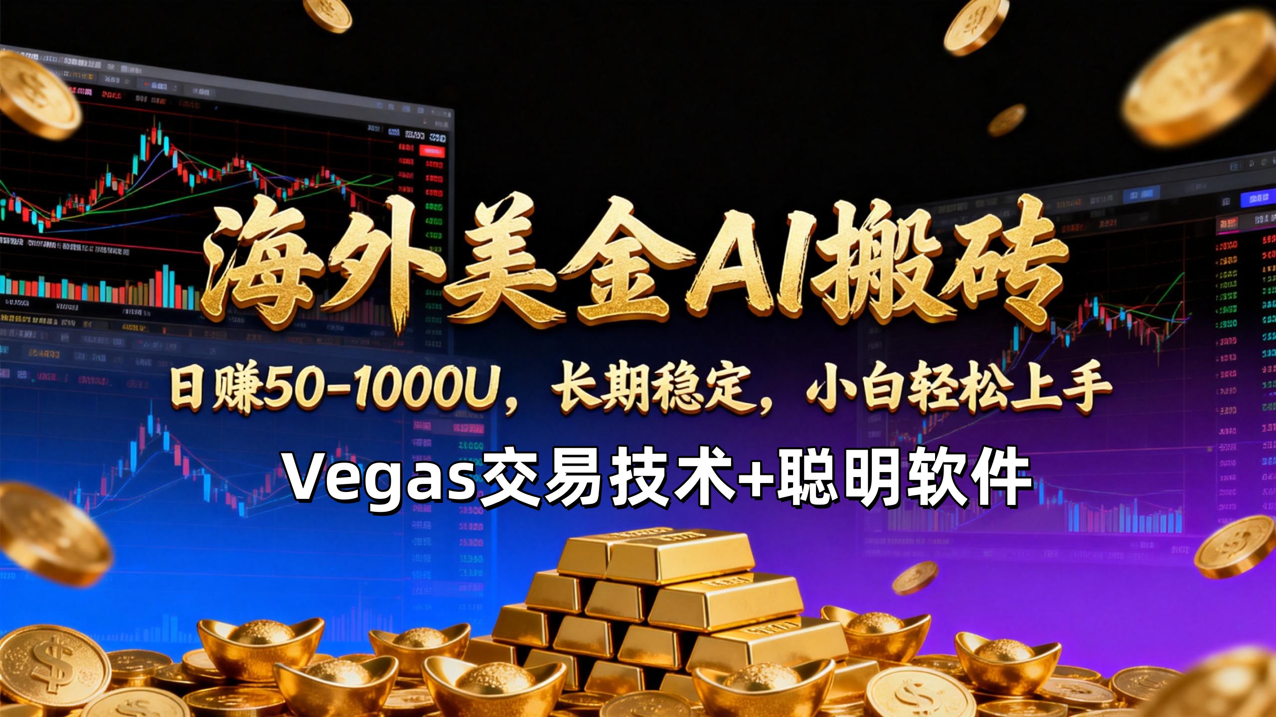 【海外美金AI搬砖】Vegas交易技术+聪明软件，日赚50-1000U，长期稳定，小白轻松上手。-来聚吧
