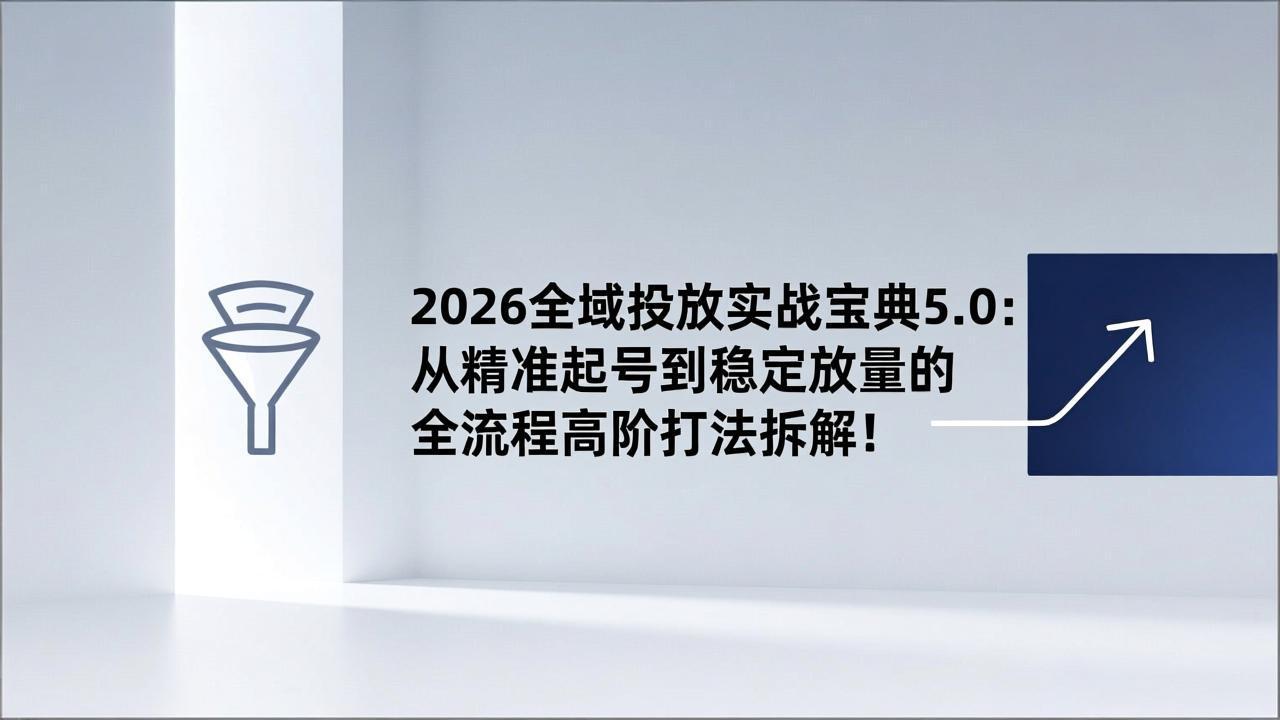 2026全域投放实战宝典5.0：从精准起号到稳定放量的全流程高阶打法拆解！-来聚吧