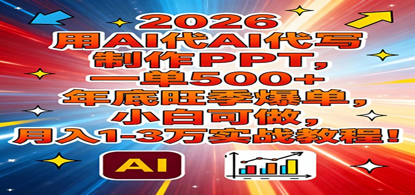 2026用AI代写制作PPT，一单500+，年底旺季爆单，小白可做，月入1-3万实战教程-来聚吧