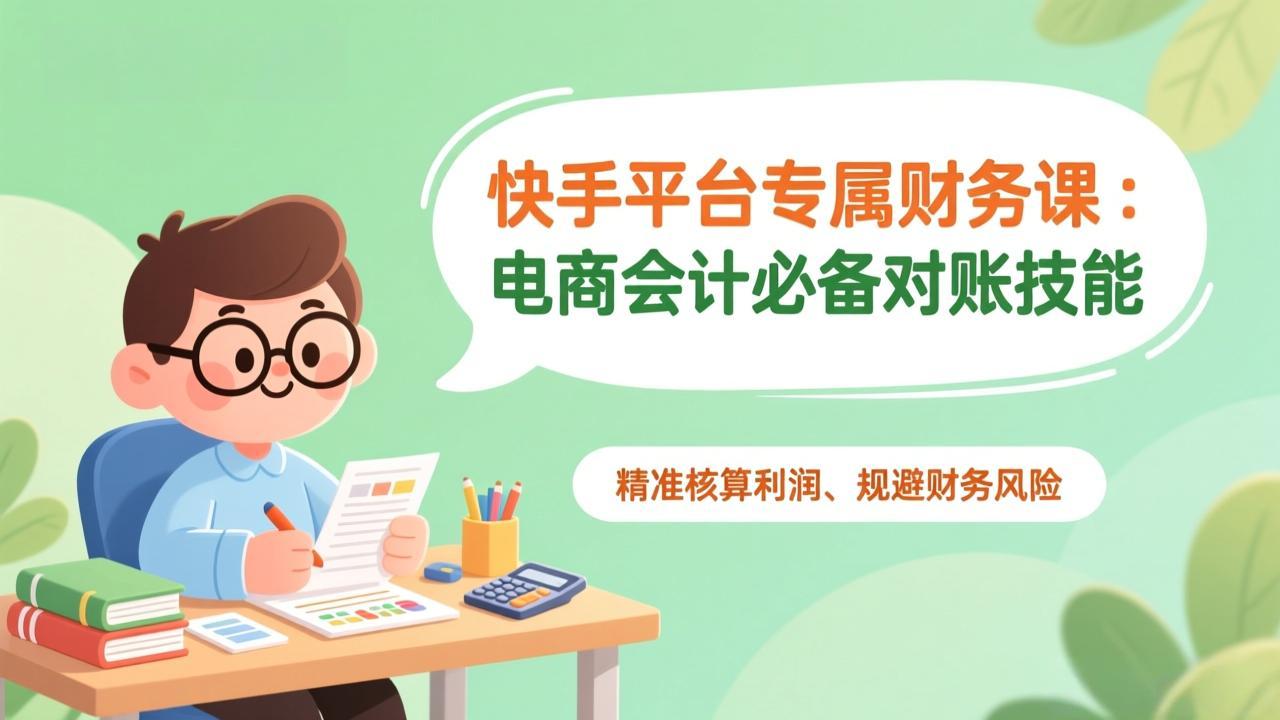 快手平台专属财务课：电商会计必备对账技能，精准核算利润、规避财务风险-来聚吧