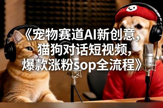 宠物赛道AI新创意,猫狗对话短视频,爆款涨粉sop全流程-来聚吧