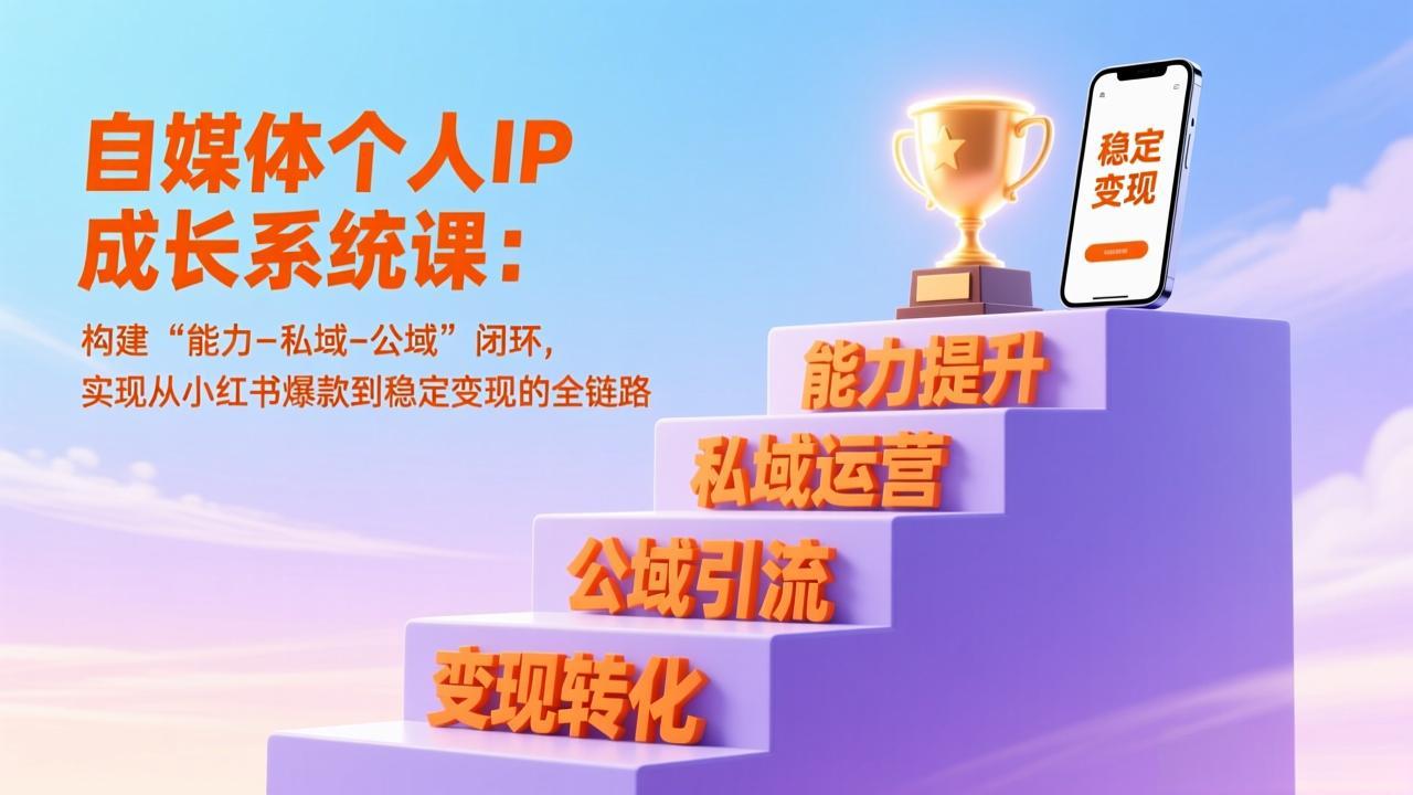 自媒体个人IP成长系统课：构建“能力-私域-公域”闭环，实现从小红书爆款到稳定变现的全链路-来聚吧