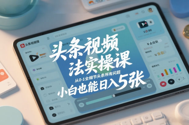 头条视频玩法实操课，从0-1全细节头条所有问题，小白也能日入5张-来聚吧