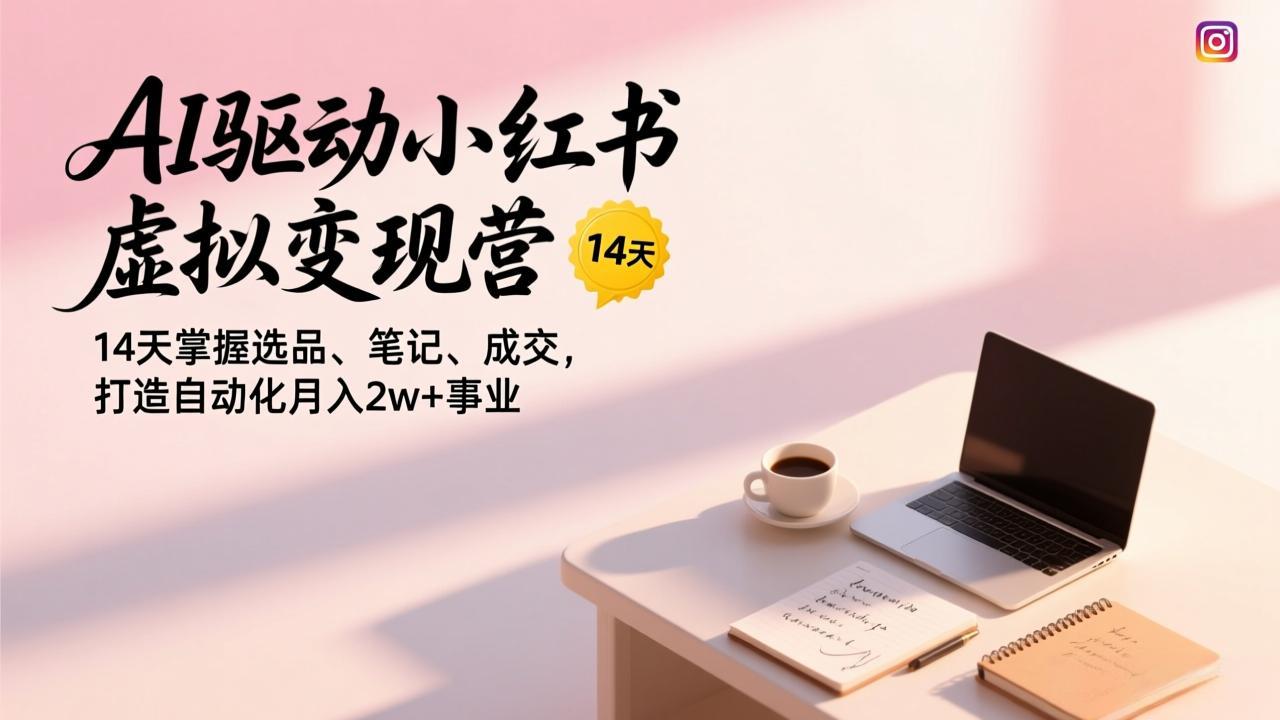 AI驱动小红书虚拟变现营,14天掌握选品、笔记、成交,打造自动化月入2w+事业-来聚吧