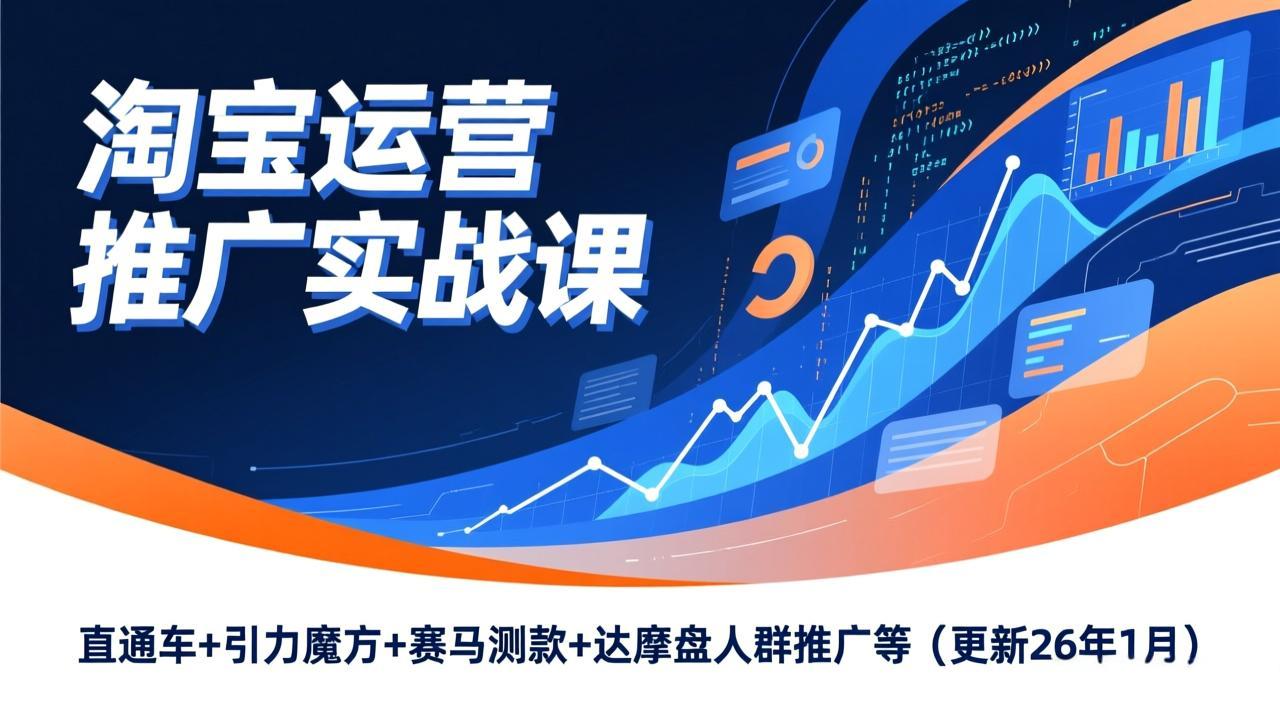 淘宝运营推广实战课，直通车+引力魔方+赛马测款+达摩盘人群推广等(更新26年1月-来聚吧