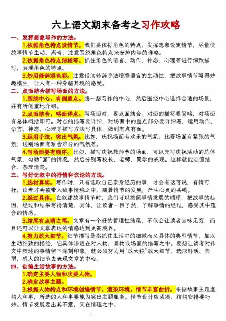 六上语文期末备考之习作攻略-来聚吧