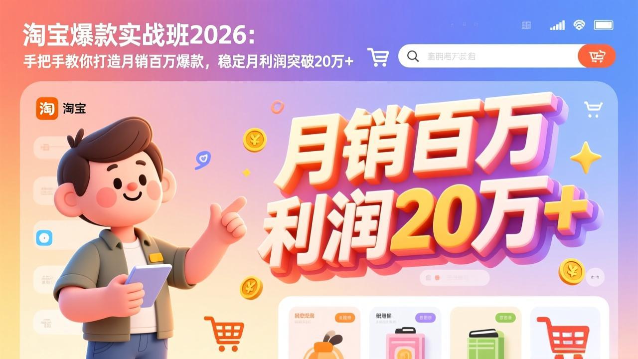 淘宝爆款实战班2026：手把手教你打造月销百万爆款，稳定月利润突破20万+-来聚吧