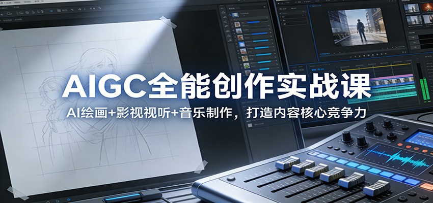 AIGC全能创作实战课:AI绘画+影视视听+音乐制作,打造内容核心竞争力-来聚吧