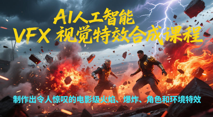 AI人工智能VFX视觉特效合成课程，制作出令人惊叹的电影级火焰、爆炸、角色和环境特效-来聚吧