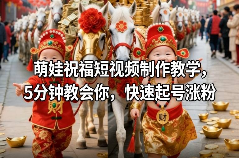 萌娃祝福短视频制作教学，5分钟教会你，快速起号涨粉-来聚吧