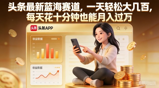 头条最新蓝海赛道，一天轻松大几张，每天花十分钟也能月入过1W【揭秘】-来聚吧