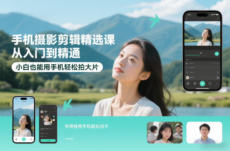 手机摄影剪辑精选课，从入门到精通，小白也能用手机轻松拍大片-来聚吧