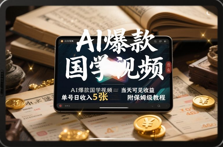 AI爆款国学视频，独家起号方法，小白直接上手，当天可见收益，单号日收入5张+附保姆级教程-来聚吧