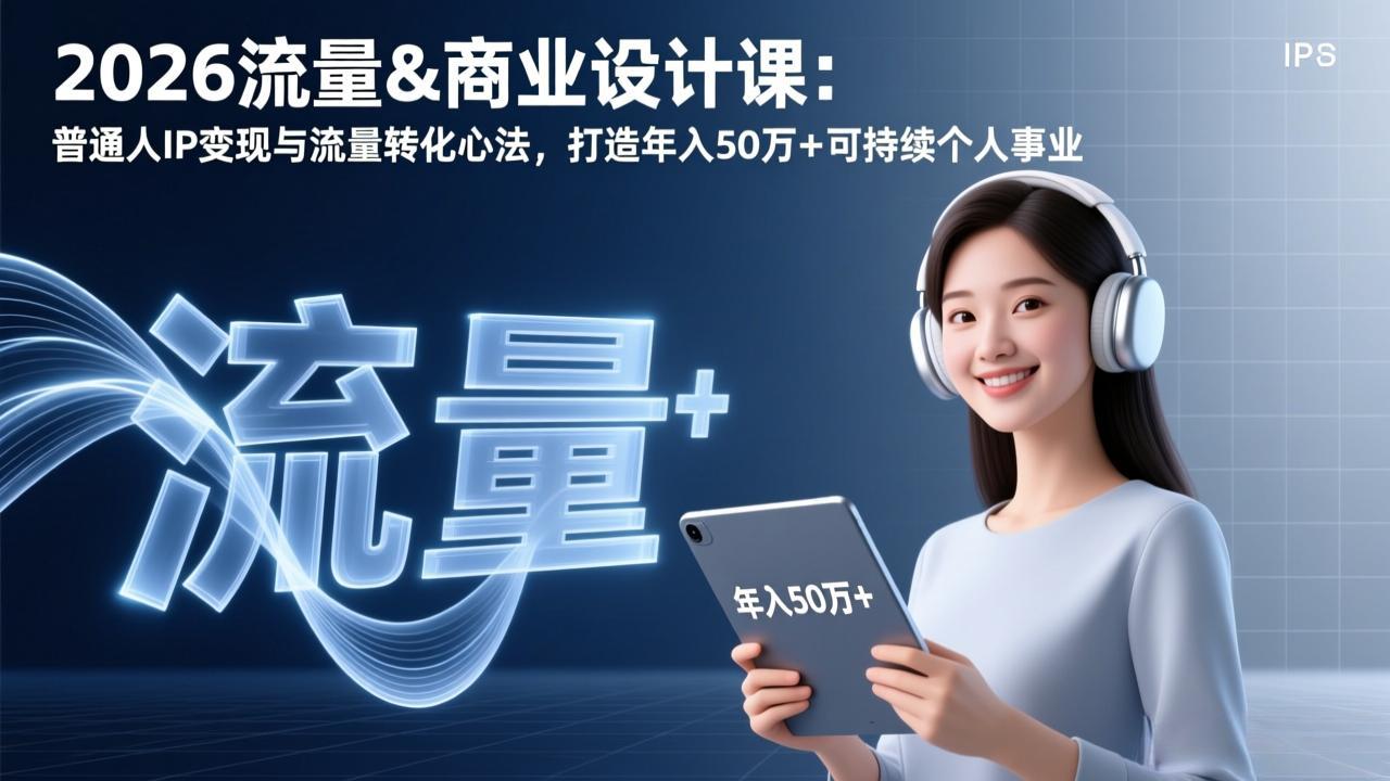 2026流量&商业设计课：普通人IP变现与流量转化心法，打造年入50万+可持续个人事业-来聚吧
