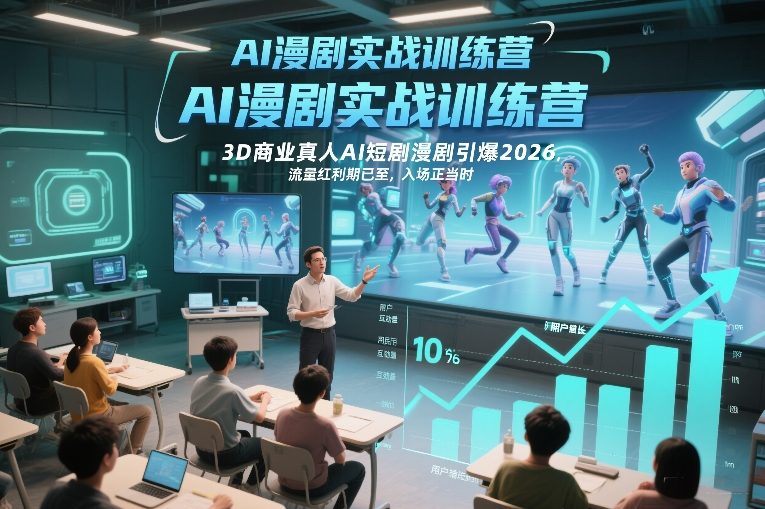 AI漫剧实战训练营，3D商业真人AI短剧漫剧引爆2026，流量红利期已至，入场正当时-来聚吧