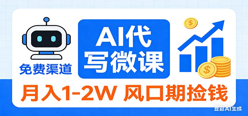 2026告别打工！AI 代写微课，提供免费渠道，月入 1-2W 风口期捡钱-来聚吧
