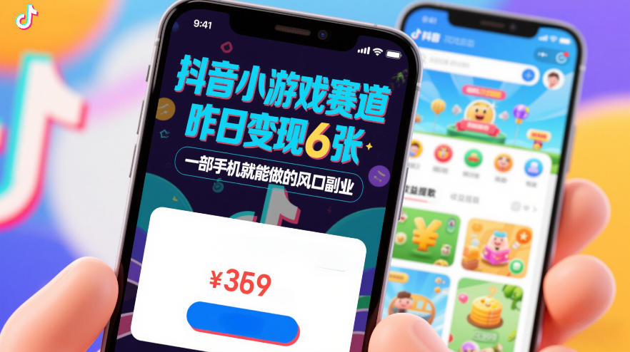 抖音小游戏赛道，昨日变现600+，零基础一部手机就能做的风口副业【揭秘】-来聚吧