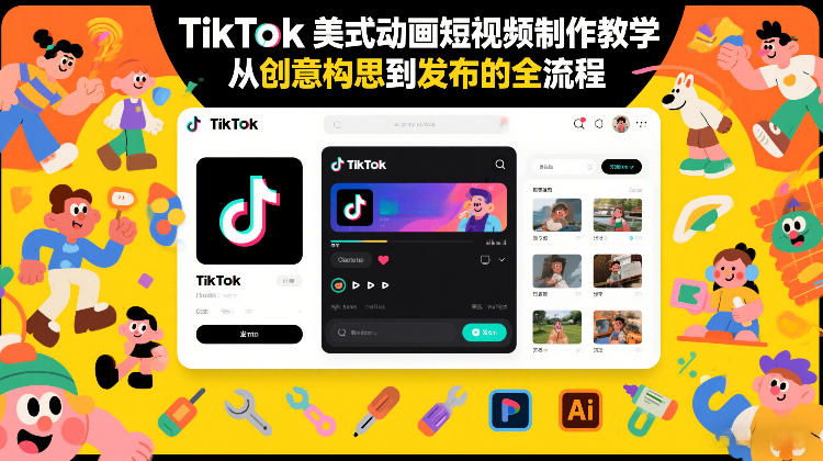 TikTok美式动画短视频制作教学,从创意构思到发布的全流程-来聚吧