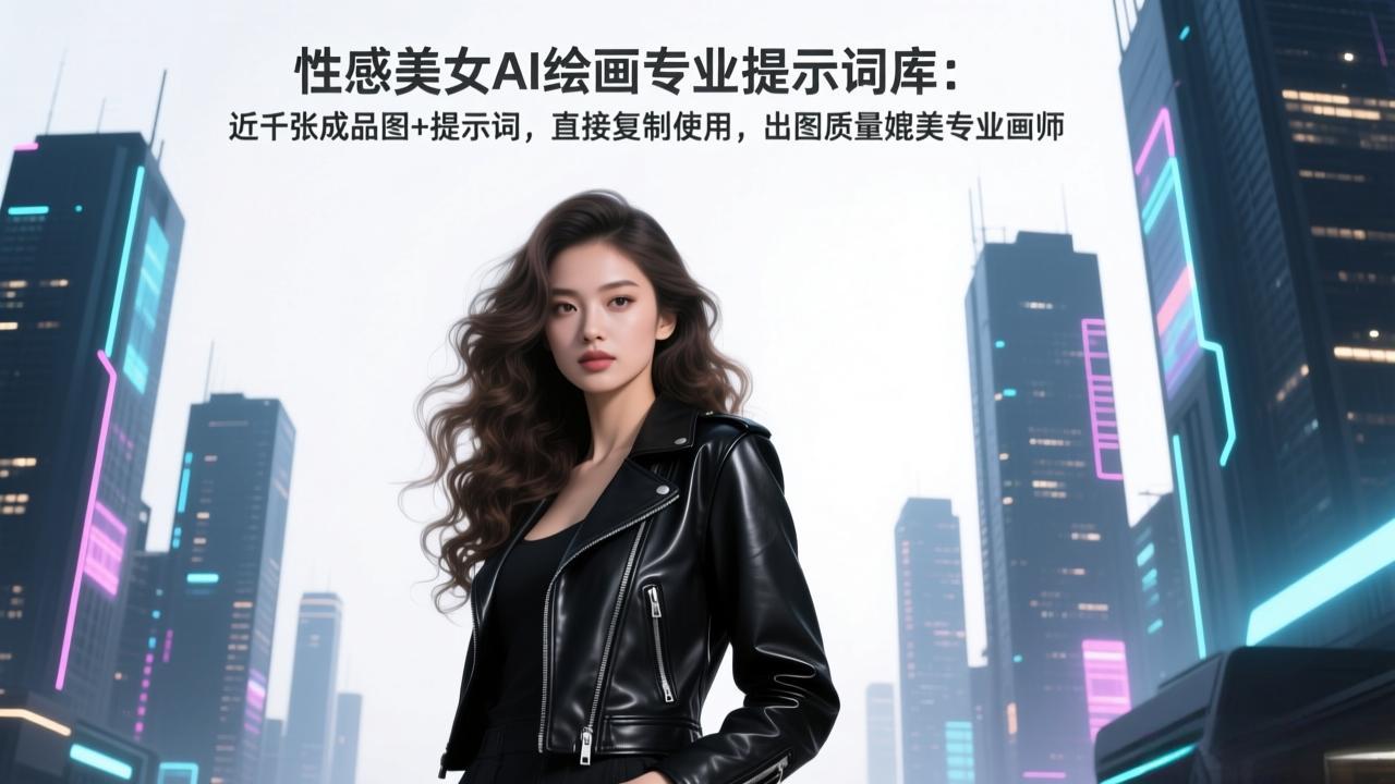 性感美女AI绘画专业提示词库：近千张成品图+提示词，直接复制使用，出图质量媲美专业画师-来聚吧