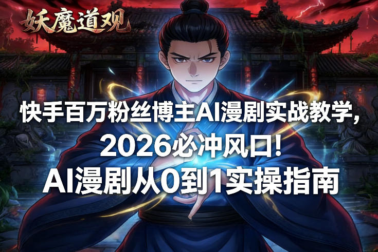 快手百万粉丝博主AI漫剧实战教学,2026必冲风口!AI漫剧从0到1实操指南-来聚吧