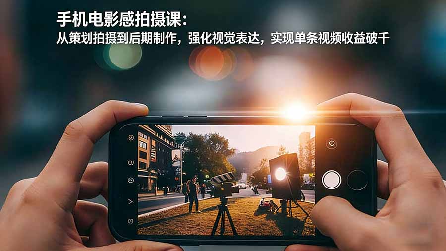 手机电影感拍摄课：从策划拍摄到后期制作，强化视觉表达，实现单条视频收益破千-来聚吧