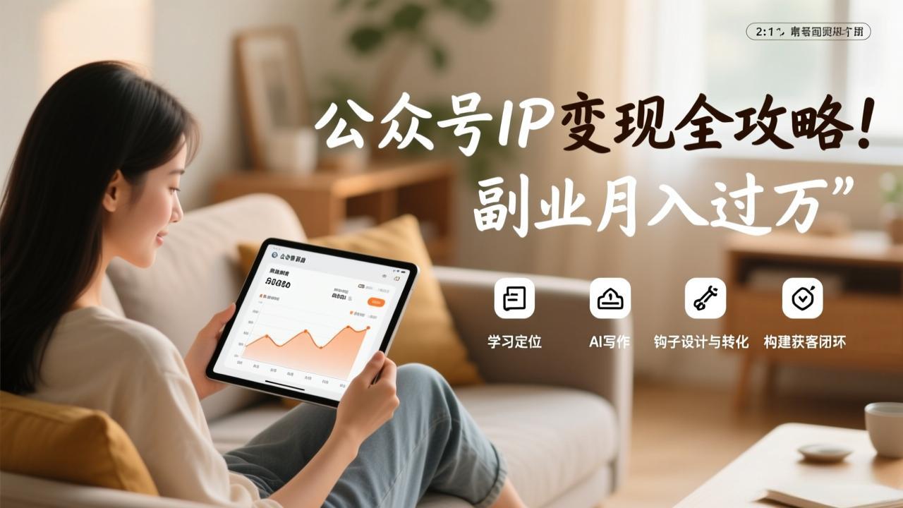 公众号IP变现全攻略,学习定位、AI写作、钩子设计与转化,构建获客闭环,副业月入过万-来聚吧