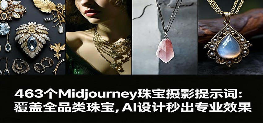 463个Midjourney珠宝摄影提示词：覆盖全品类珠宝，AI设计秒出专业效果-来聚吧