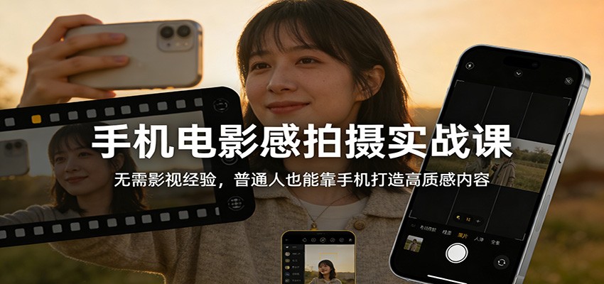 手机电影感拍摄实战课：无需影视经验，普通人也能靠手机打造高质感内容-来聚吧