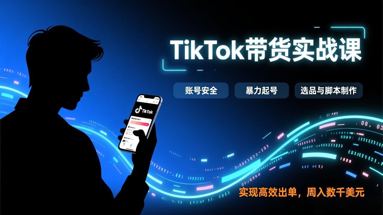 TikTok带货实战课,涵盖账号安全、暴力起号、选品与脚本制作,实现高效出单,周入数千美元-来聚吧