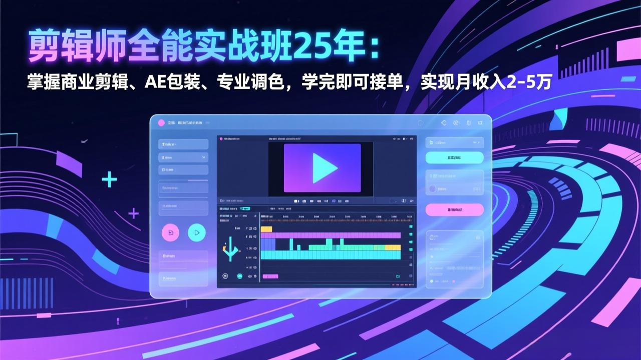 剪辑师全能实战班25年:掌握商业剪辑、AE包装、专业调色,学完即可接单,实现月收入2-5万-来聚吧