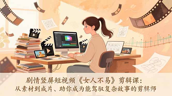 剧情竖屏短视频《女人不易》剪辑课：从素材到成片、助你成为能驾驭复杂故事的剪辑师-来聚吧