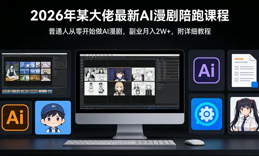 26年某大佬最新Ai漫剧陪跑课程，普通人从零开始做AI漫剧，副业月入2W+-来聚吧