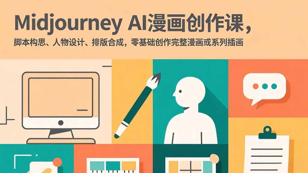 Midjourney AI漫画创作课，脚本构思、人物设计、排版合成，零基础创作完整漫画或系列插画-来聚吧