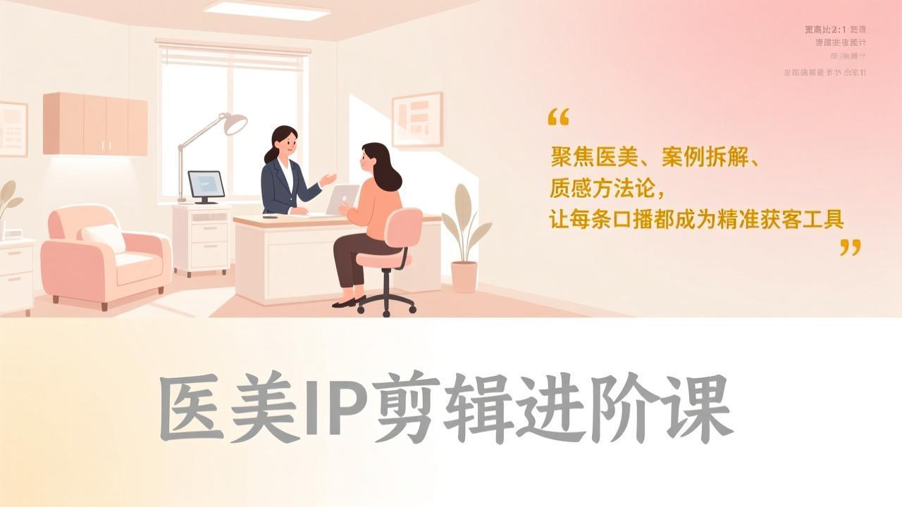 医美IP剪辑进阶课，聚焦医美、案例拆解、质感方法论，让每条口播都成为精准获客工具-来聚吧