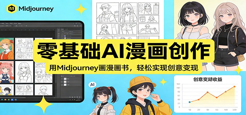 零基础AI漫画创作：用Midjourney画漫画书，轻松实现创意变现-来聚吧